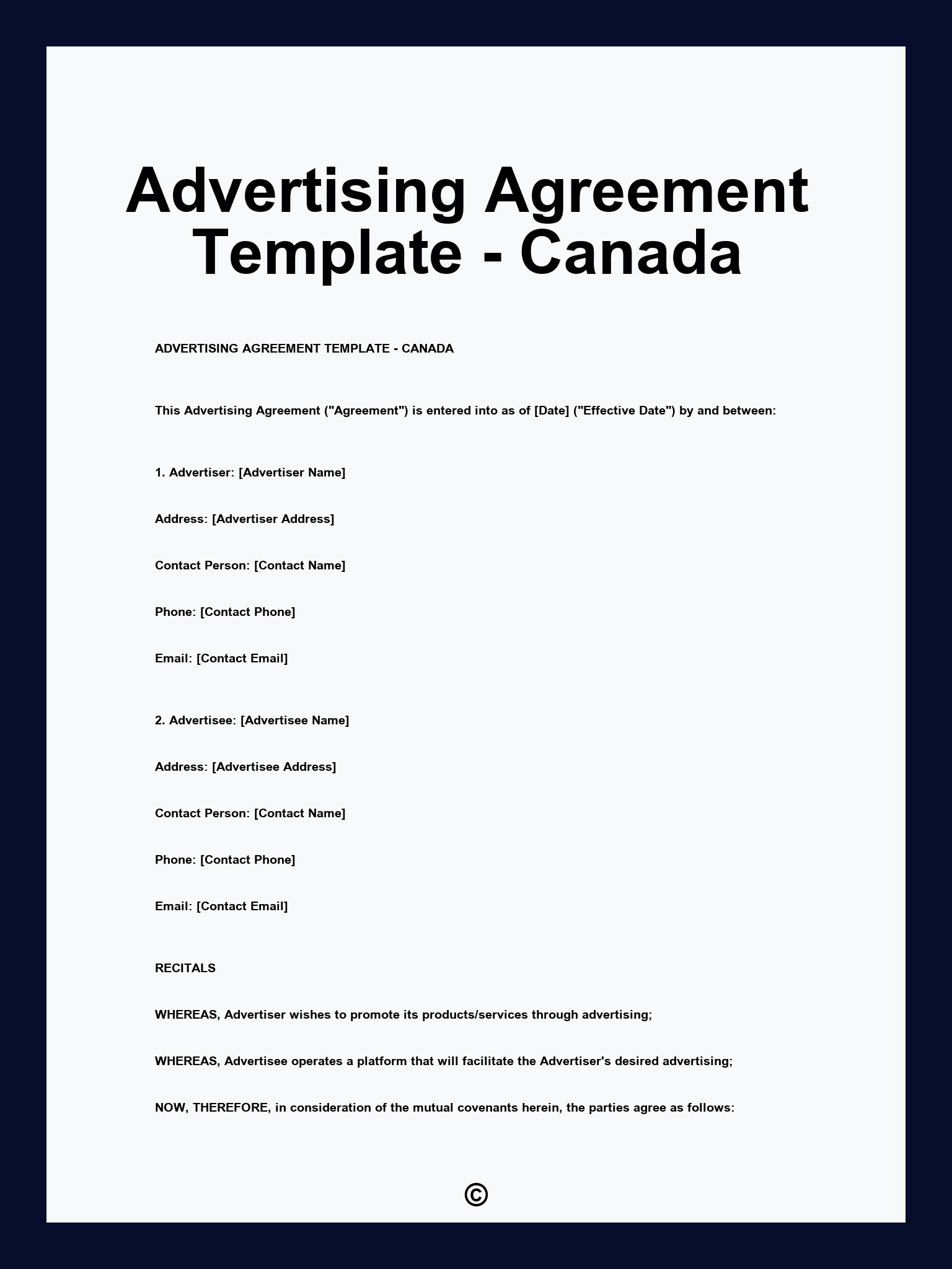 Advertising Agreement Template - Canada