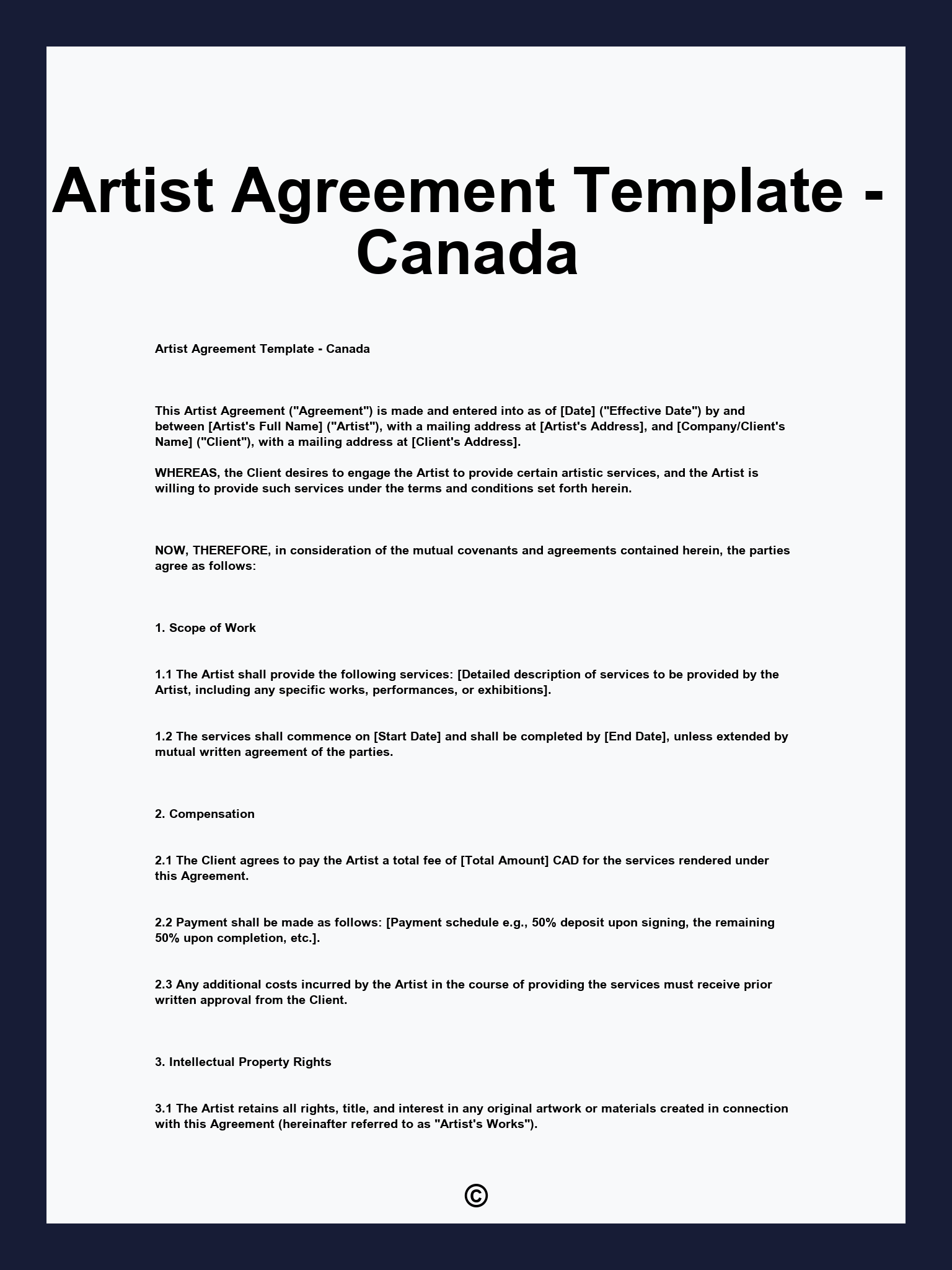 Artist Agreement Template - Canada