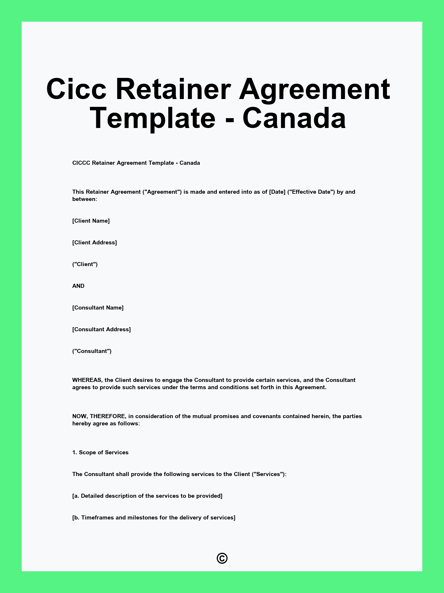 Cicc Retainer Agreement Template - Canada