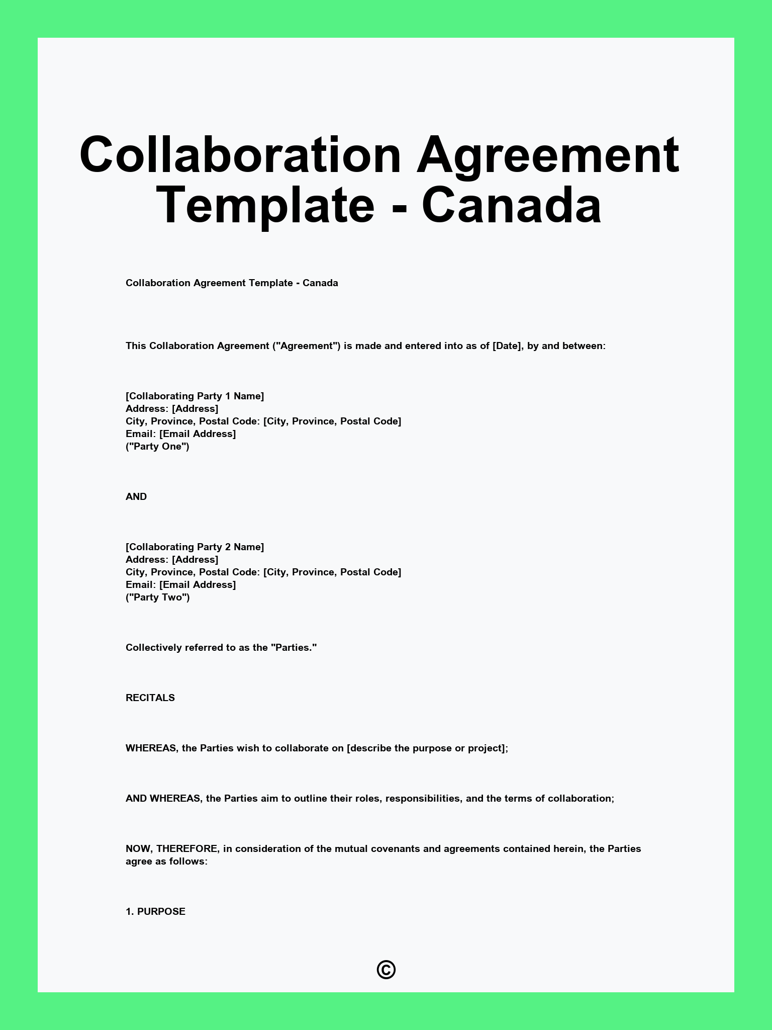 Collaboration Agreement Template - Canada