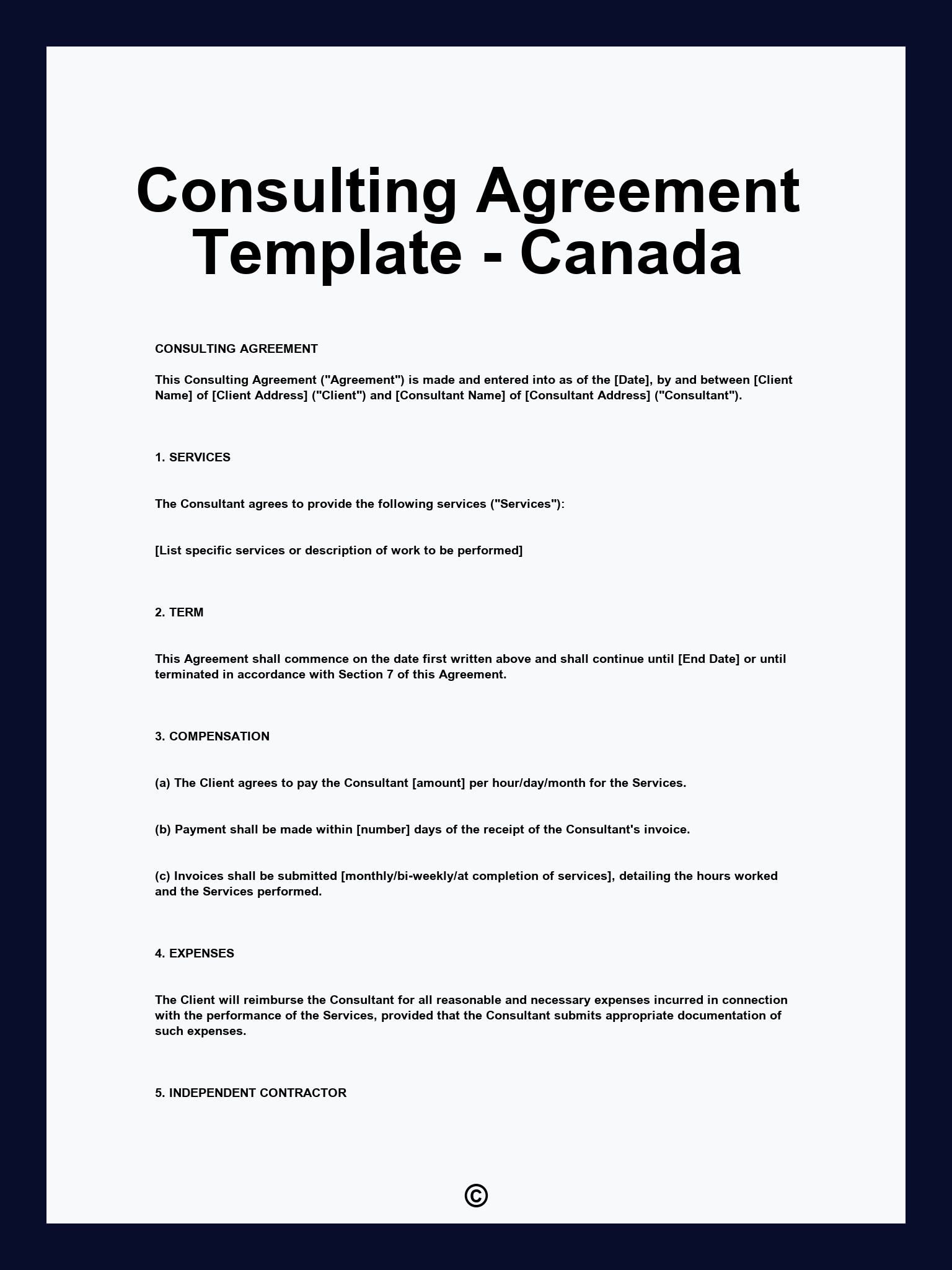Consulting Agreement Template - Canada