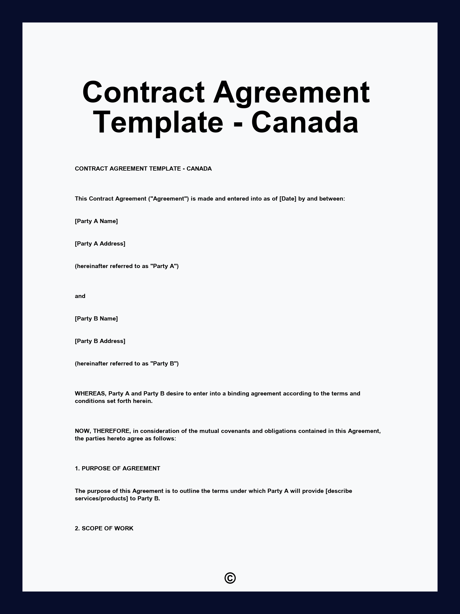 Contract Agreement Template - Canada