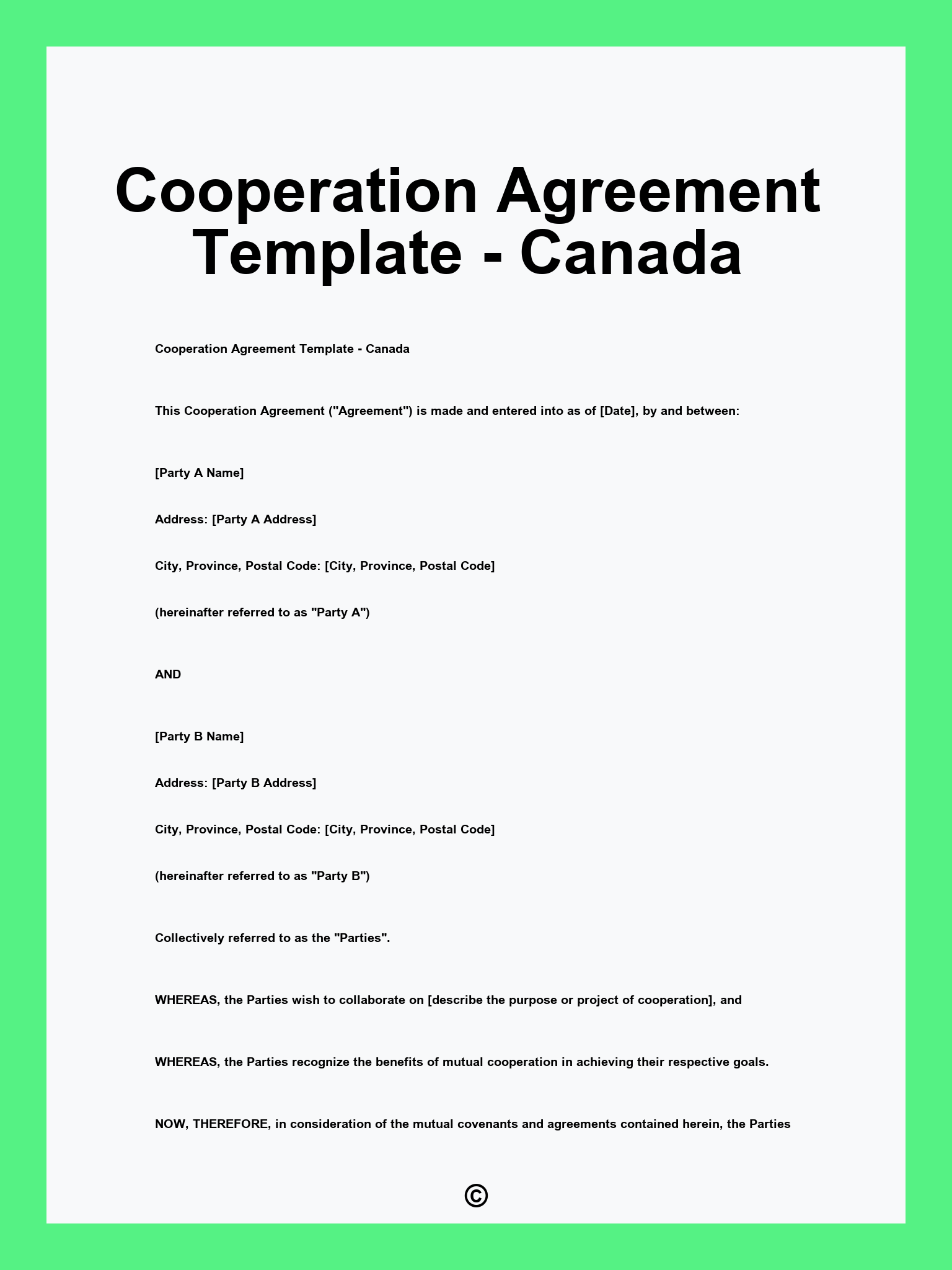 Cooperation Agreement Template - Canada