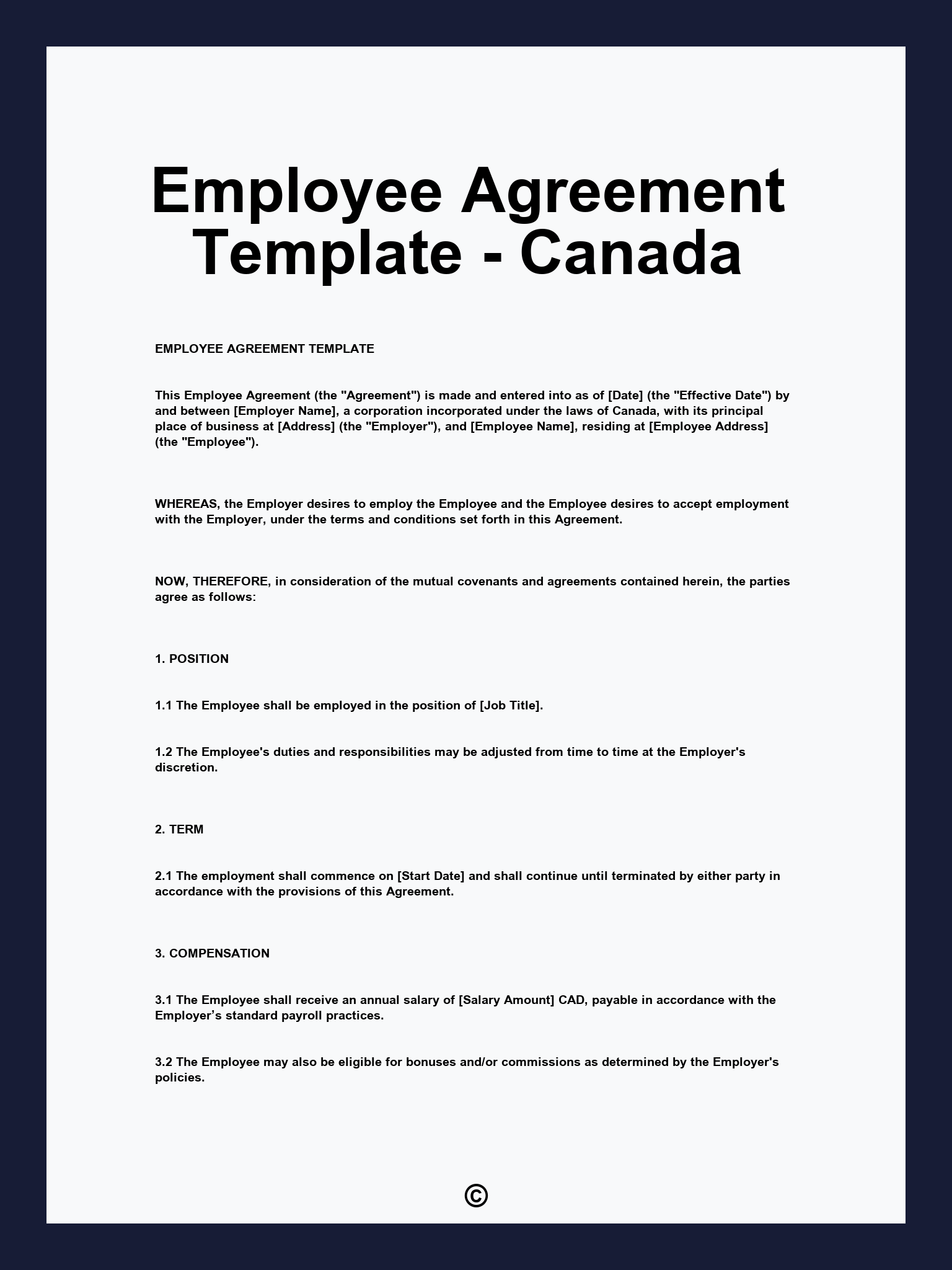 Employee Agreement Template - Canada