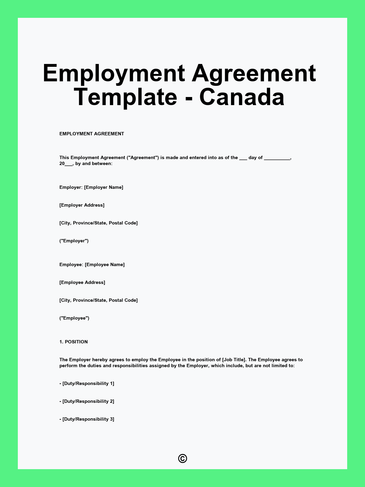 Employment Agreement Template - Canada