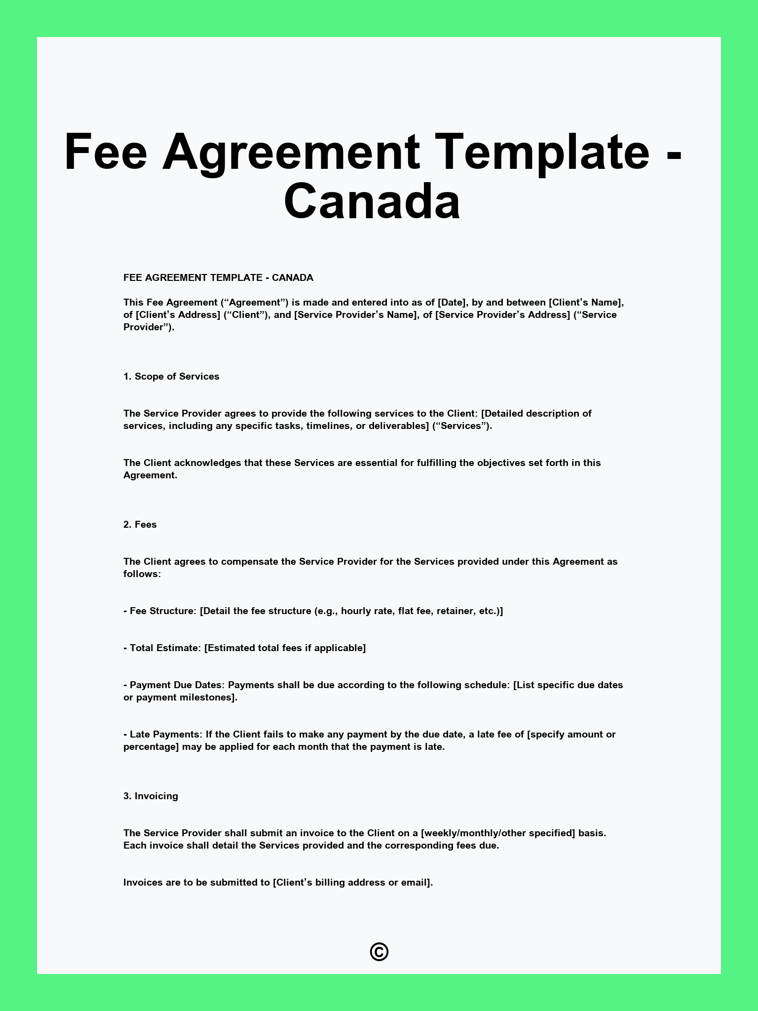 Fee Agreement Template - Canada