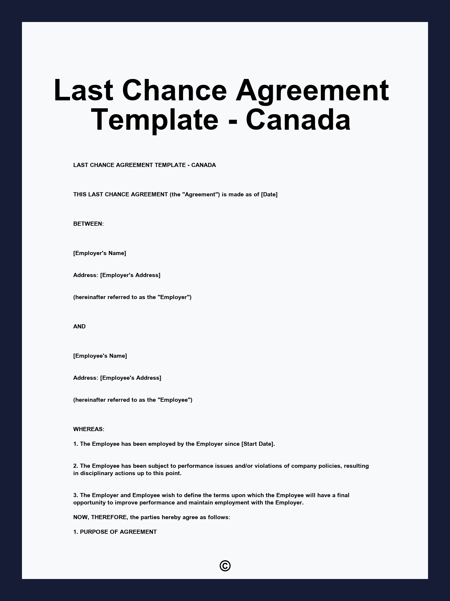 Last Chance Agreement Template - Canada