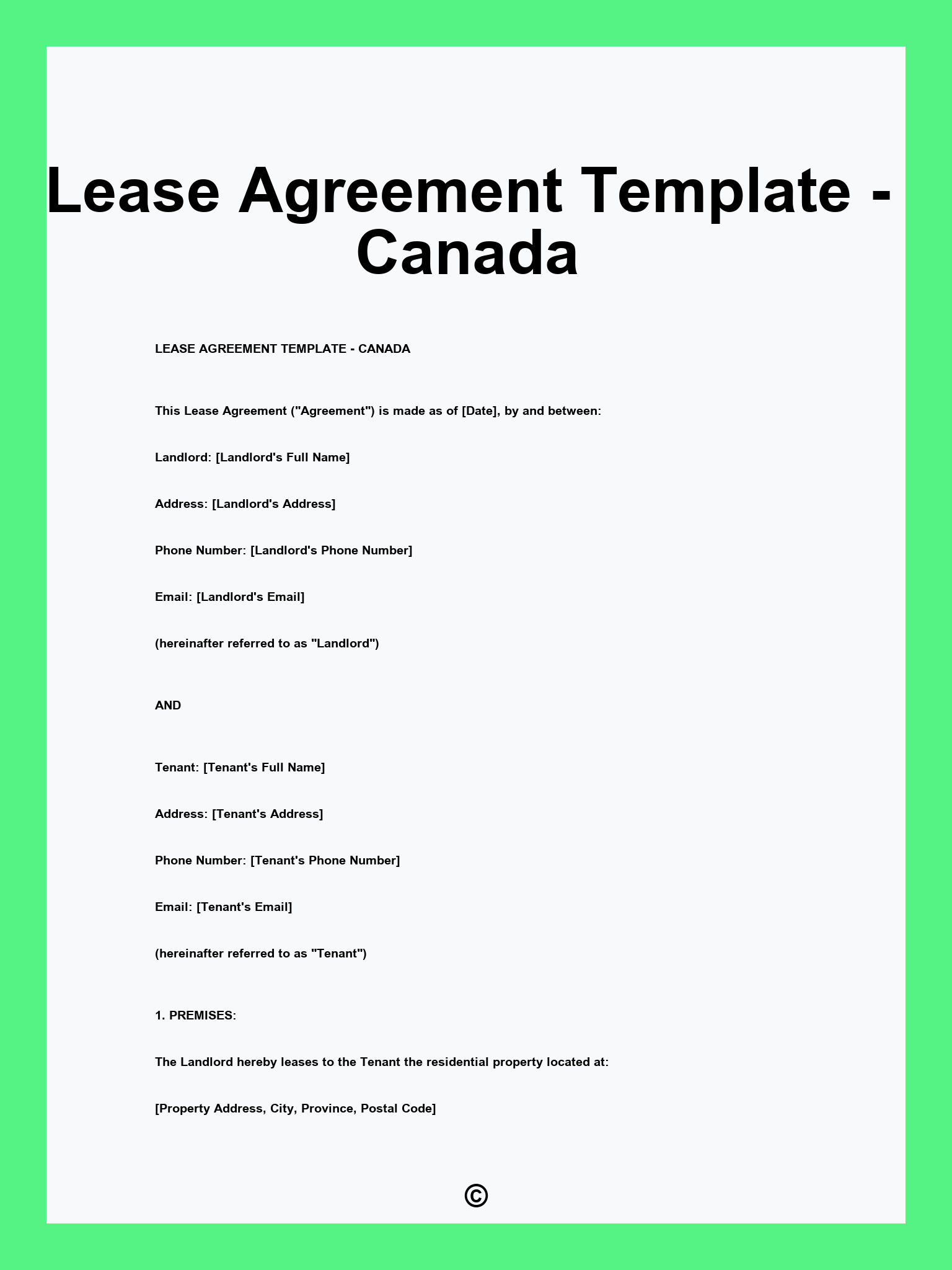 Lease Agreement Template - Canada