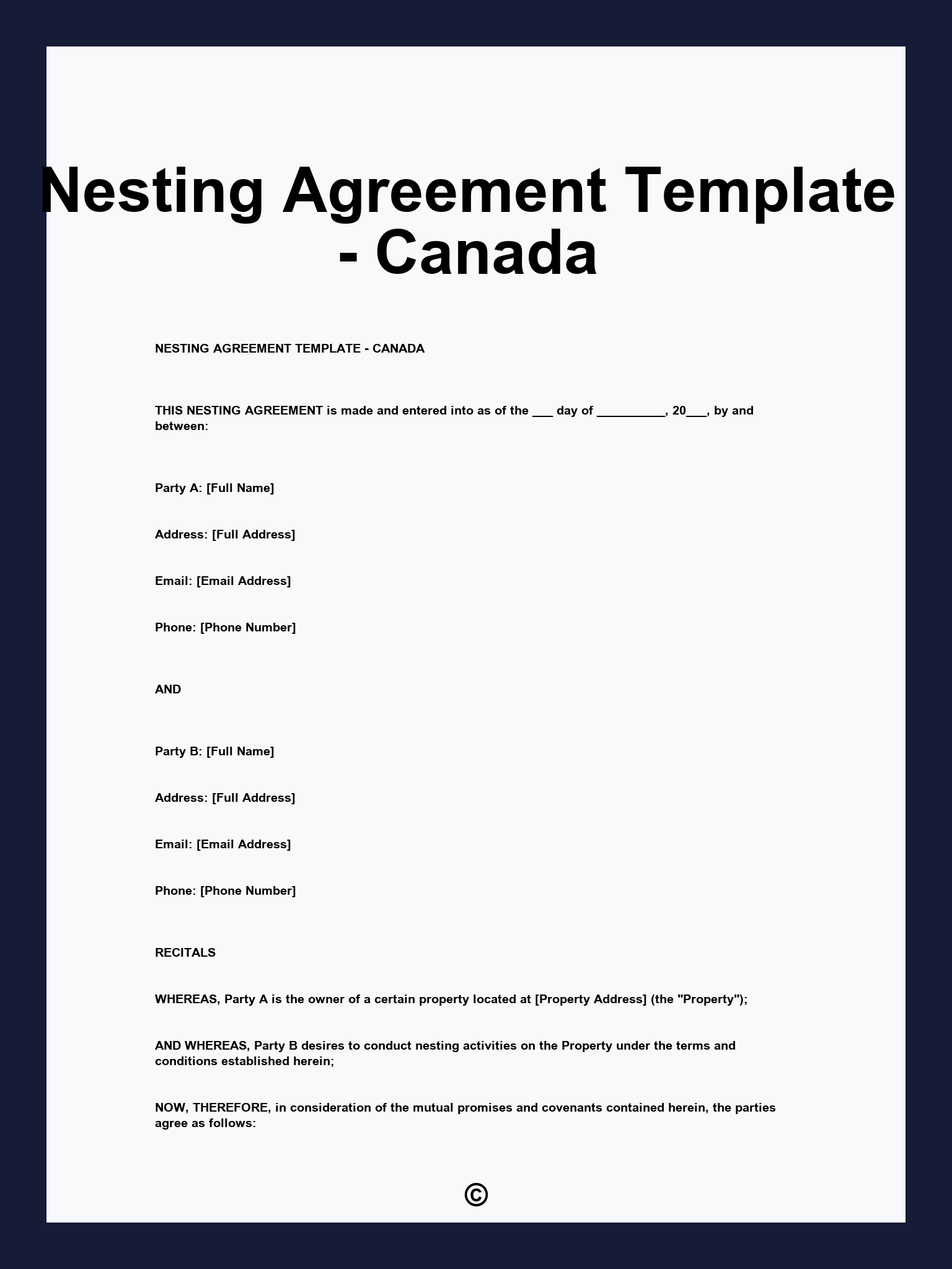 Nesting Agreement Template - Canada