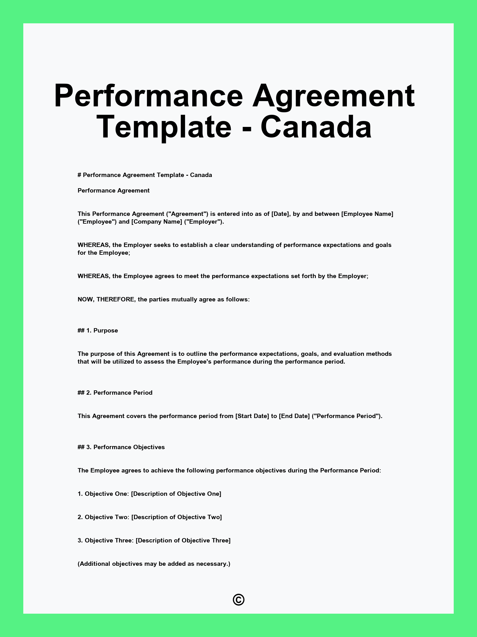 Performance Agreement Template - Canada