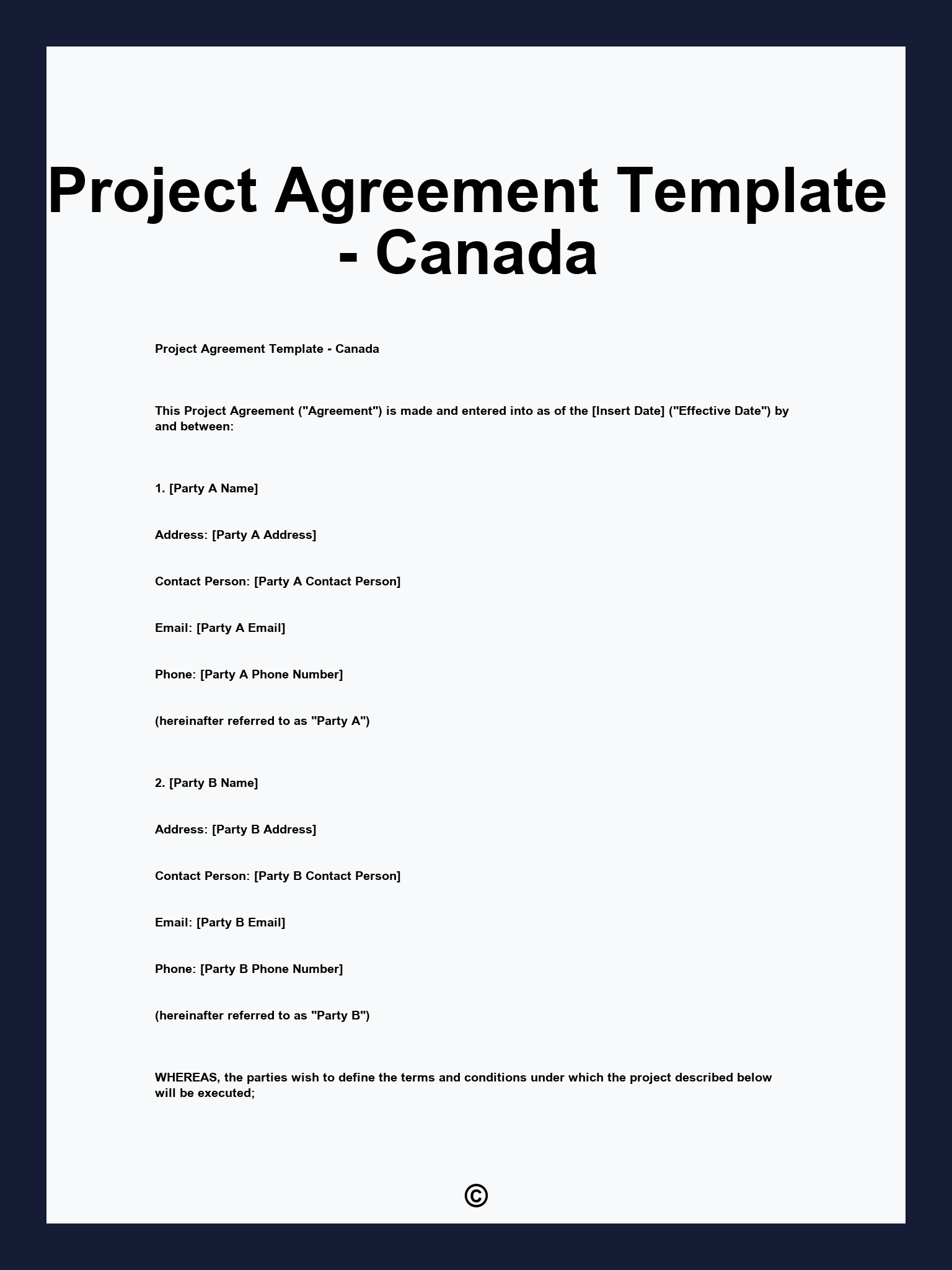 Project Agreement Template - Canada