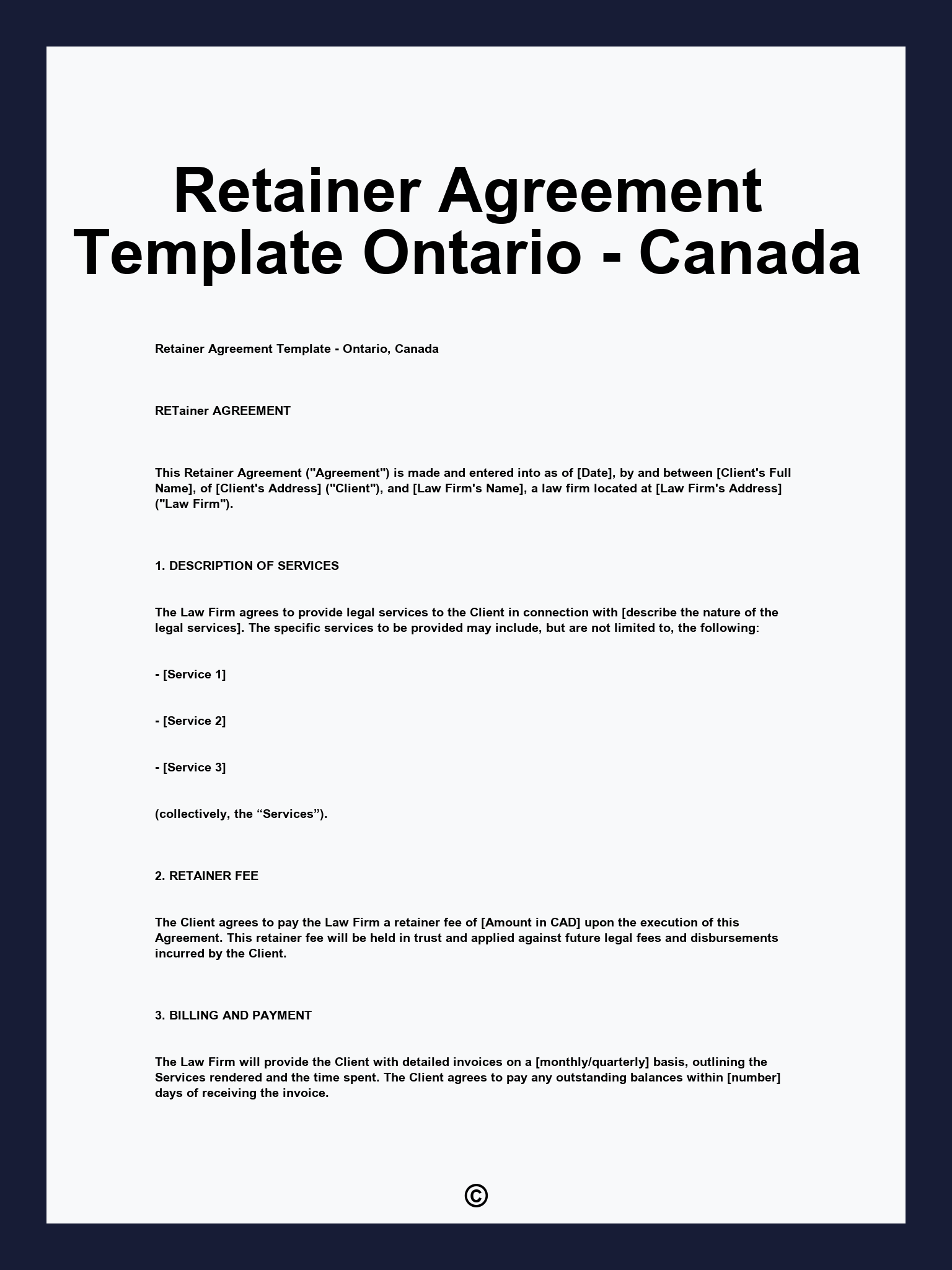 Retainer Agreement Template Ontario - Canada