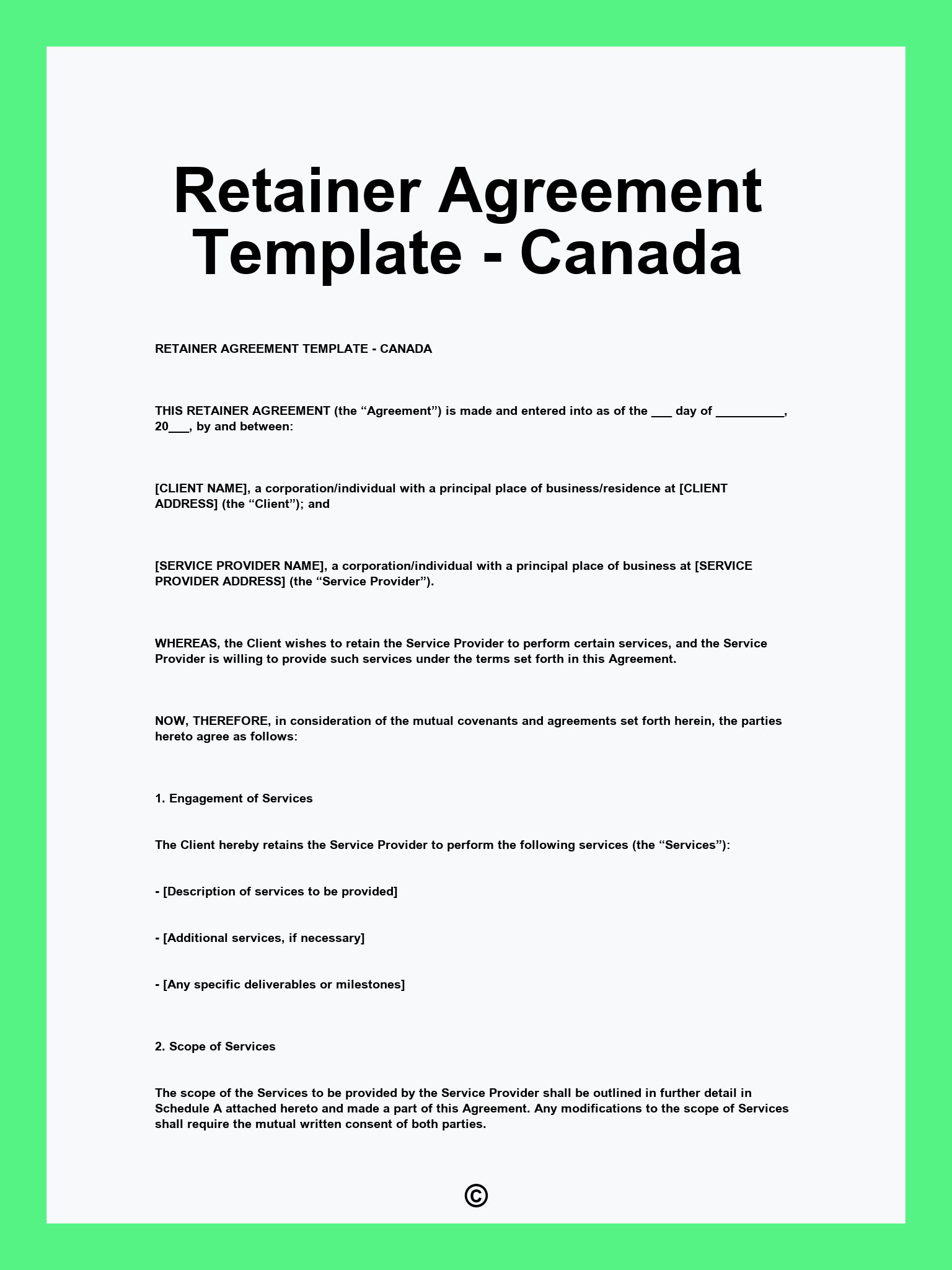 Retainer Agreement Template - Canada