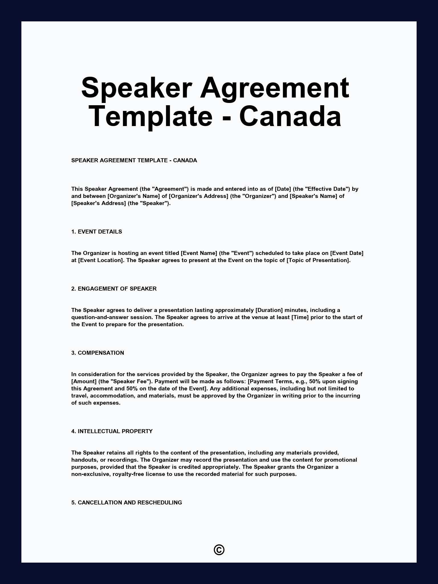 Speaker Agreement Template - Canada