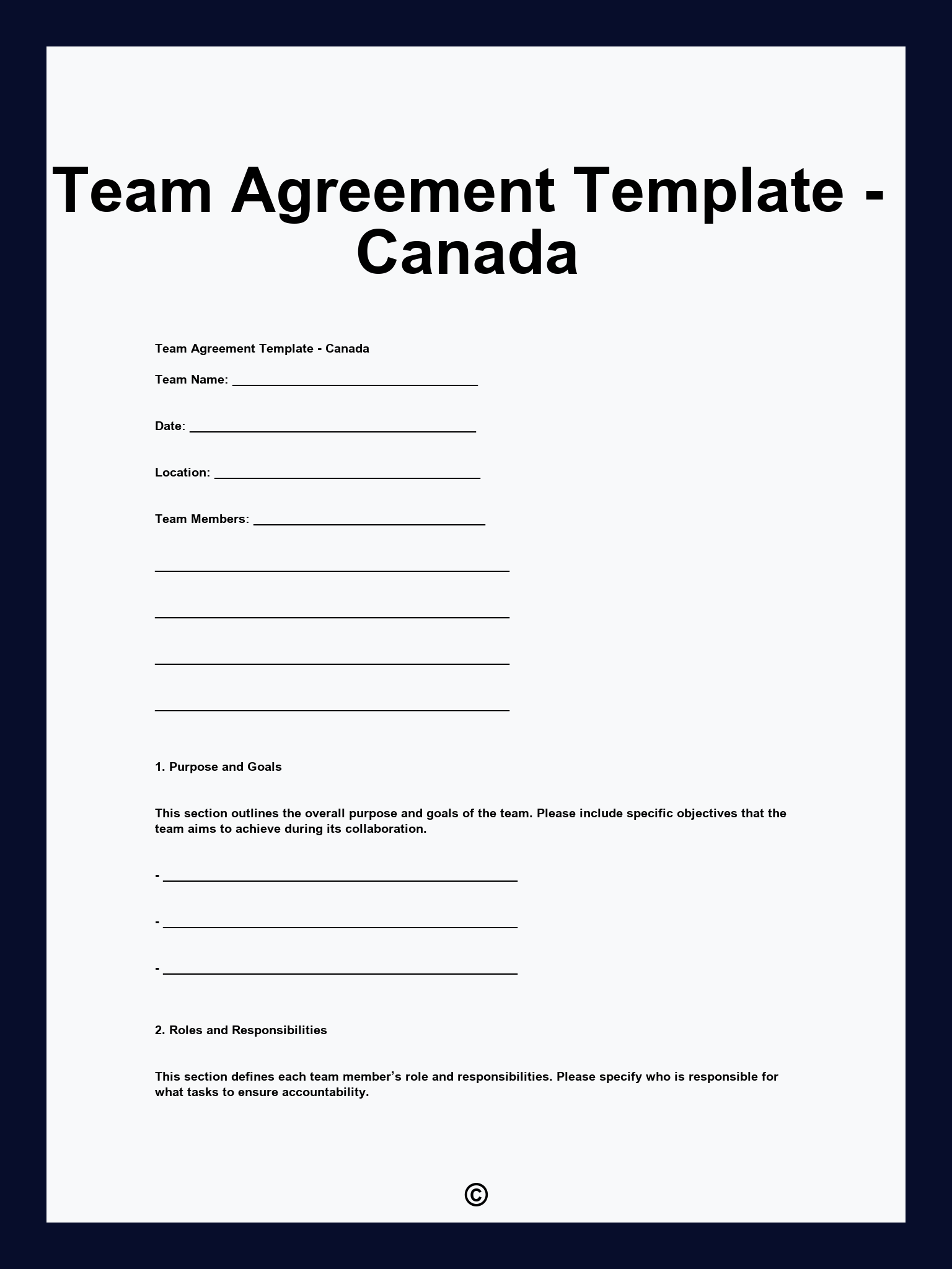 Team Agreement Template - Canada