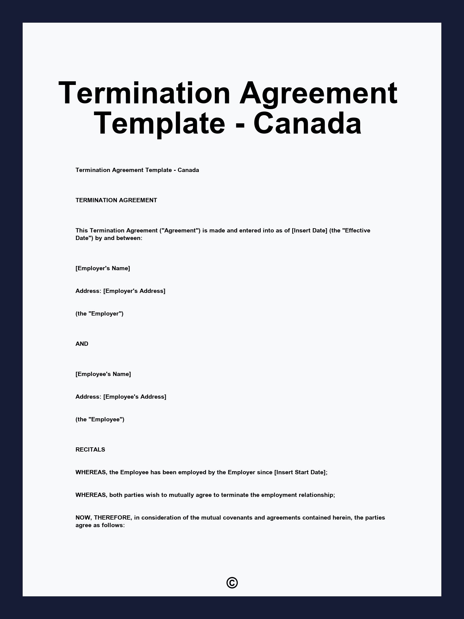 Termination Agreement Template - Canada