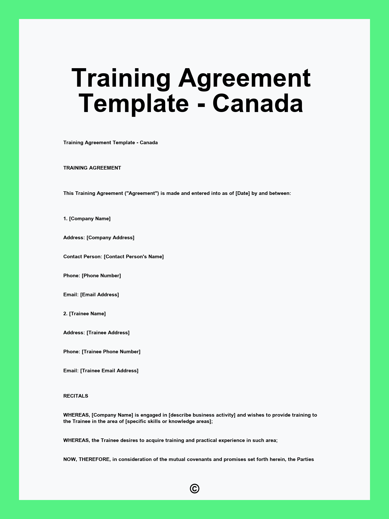 Training Agreement Template - Canada